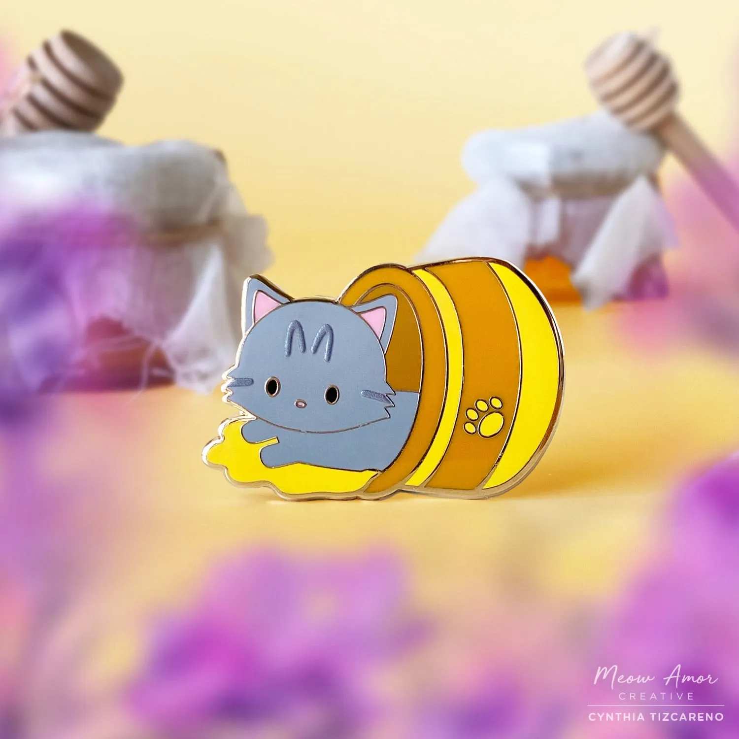 Tabby Honey Cat Jar Enamel Pin