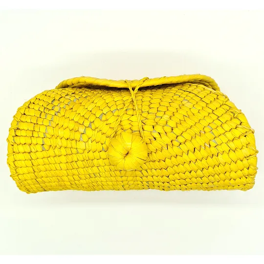 Taco Roll Woven Palm Handbag with Strap