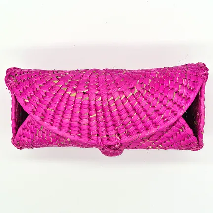 Taco Roll Woven Palm Handbag with Strap