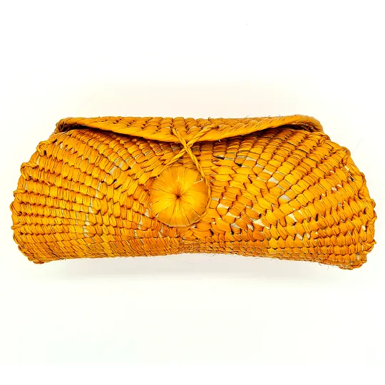 Taco Roll Woven Palm Handbag with Strap