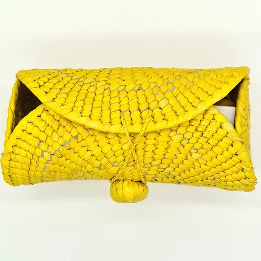 Taco Roll Woven Palm Handbag with Strap