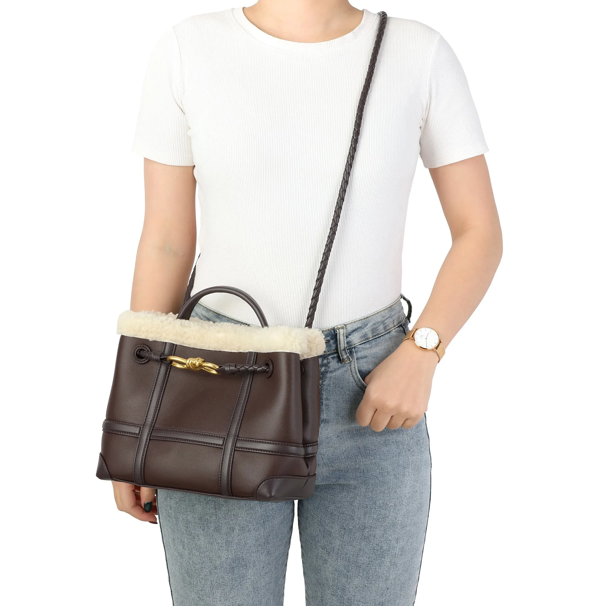 Teddy Leather Bucket Bag