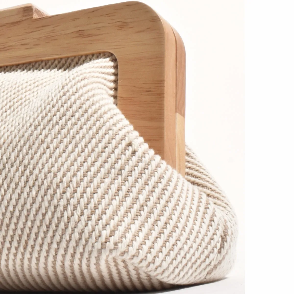 Tessa Weave Timber Frame Clutch (Camel/Natural)