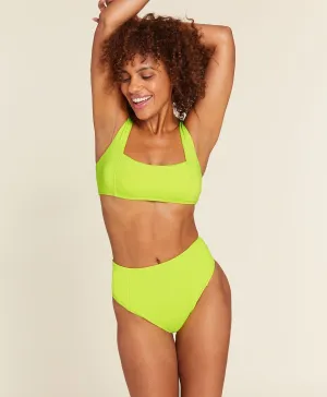 The Archive High Waist Cheeky Bikini Bottom - Flat - Neon - Lemon