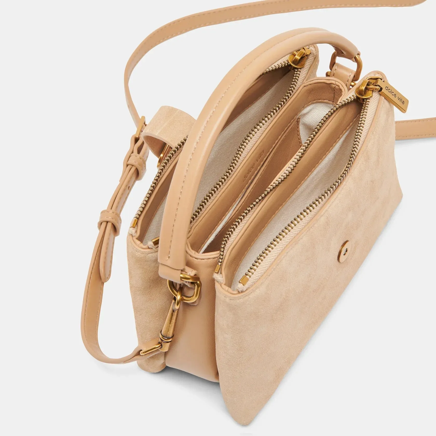 The Charly Mini Buckle Bag by Dolce Vita - Tan Suede