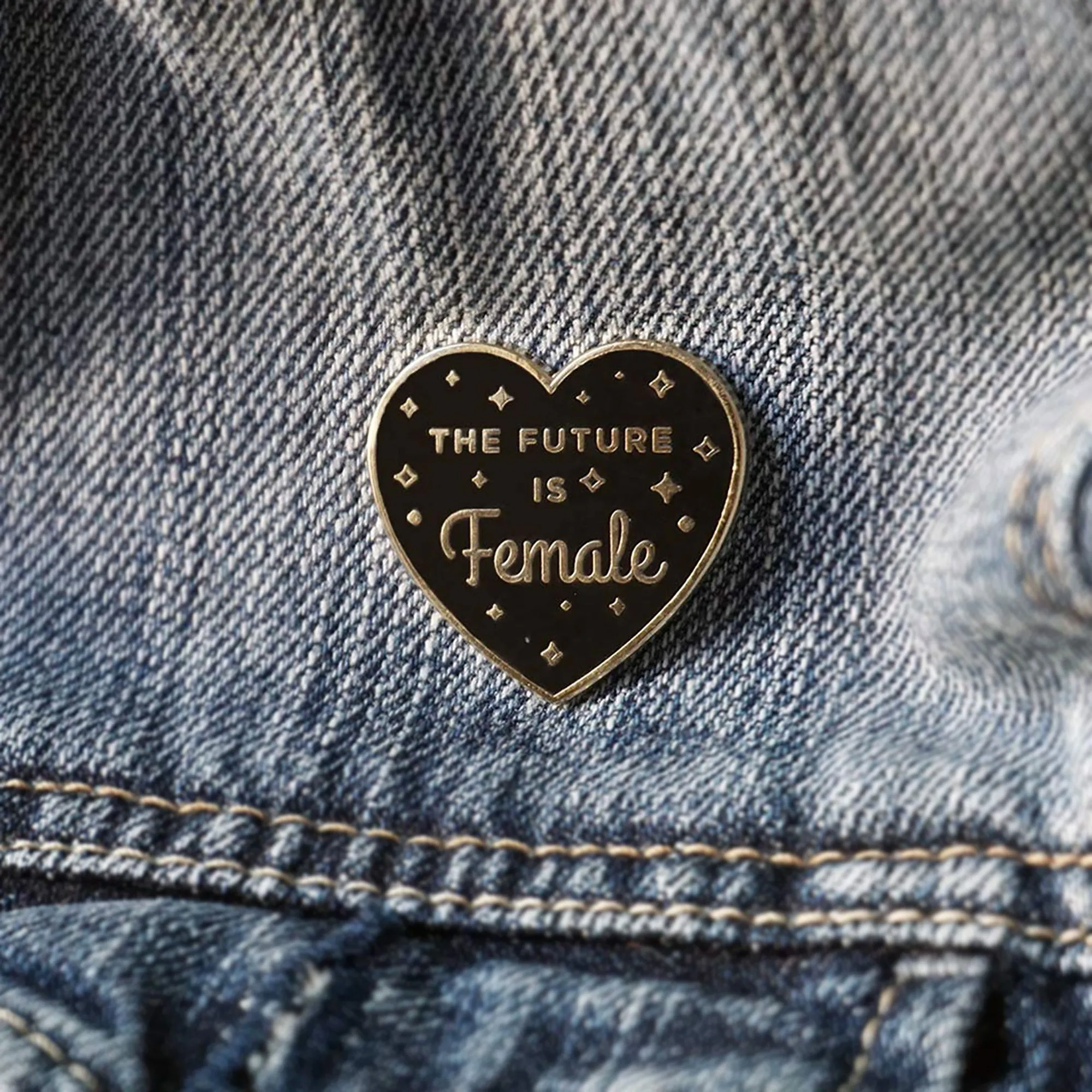 The Future is Female Black Lapel Enamel Pin