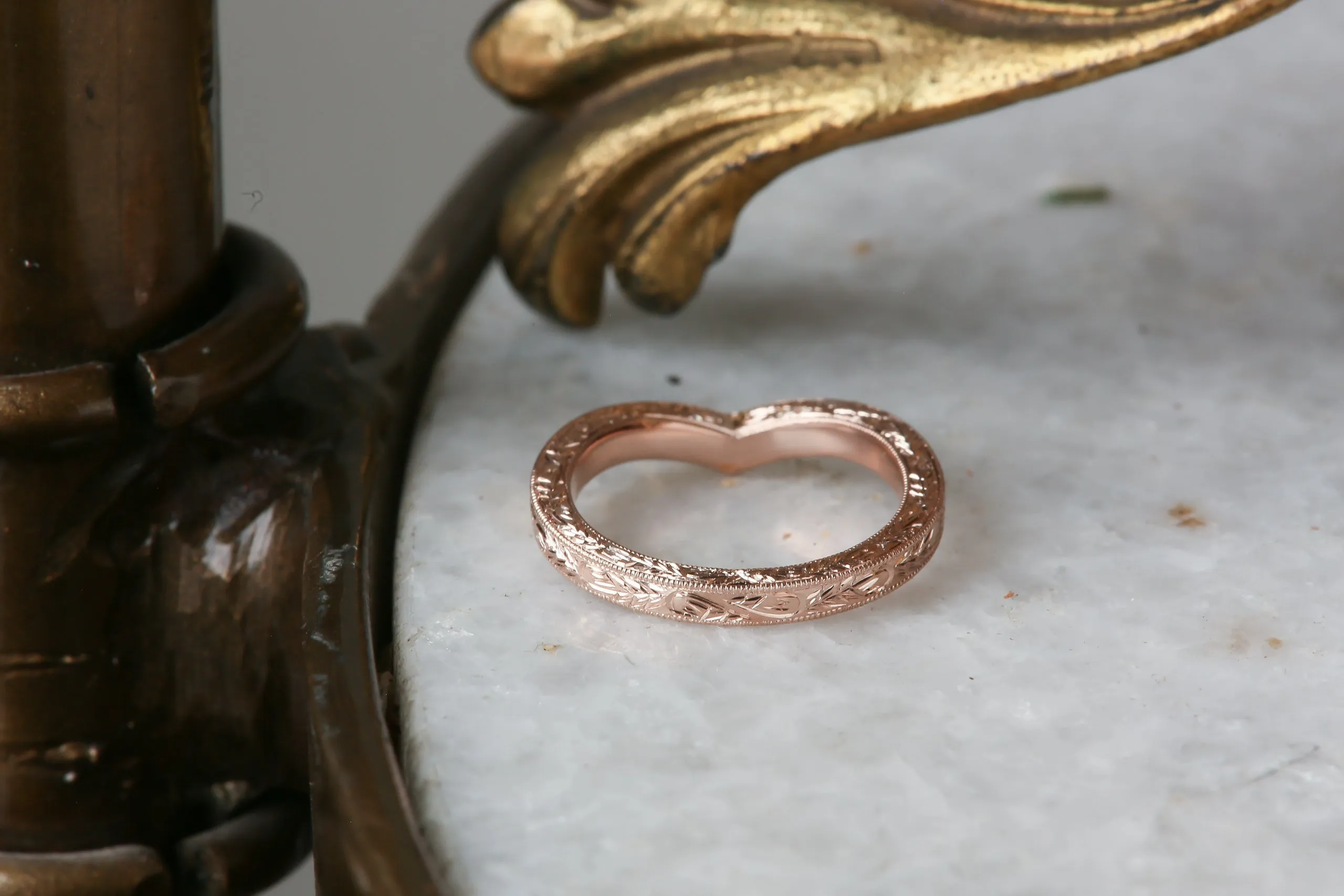 The Mariposa Diadem Band - Natural Diamond Engraved Wedding Band