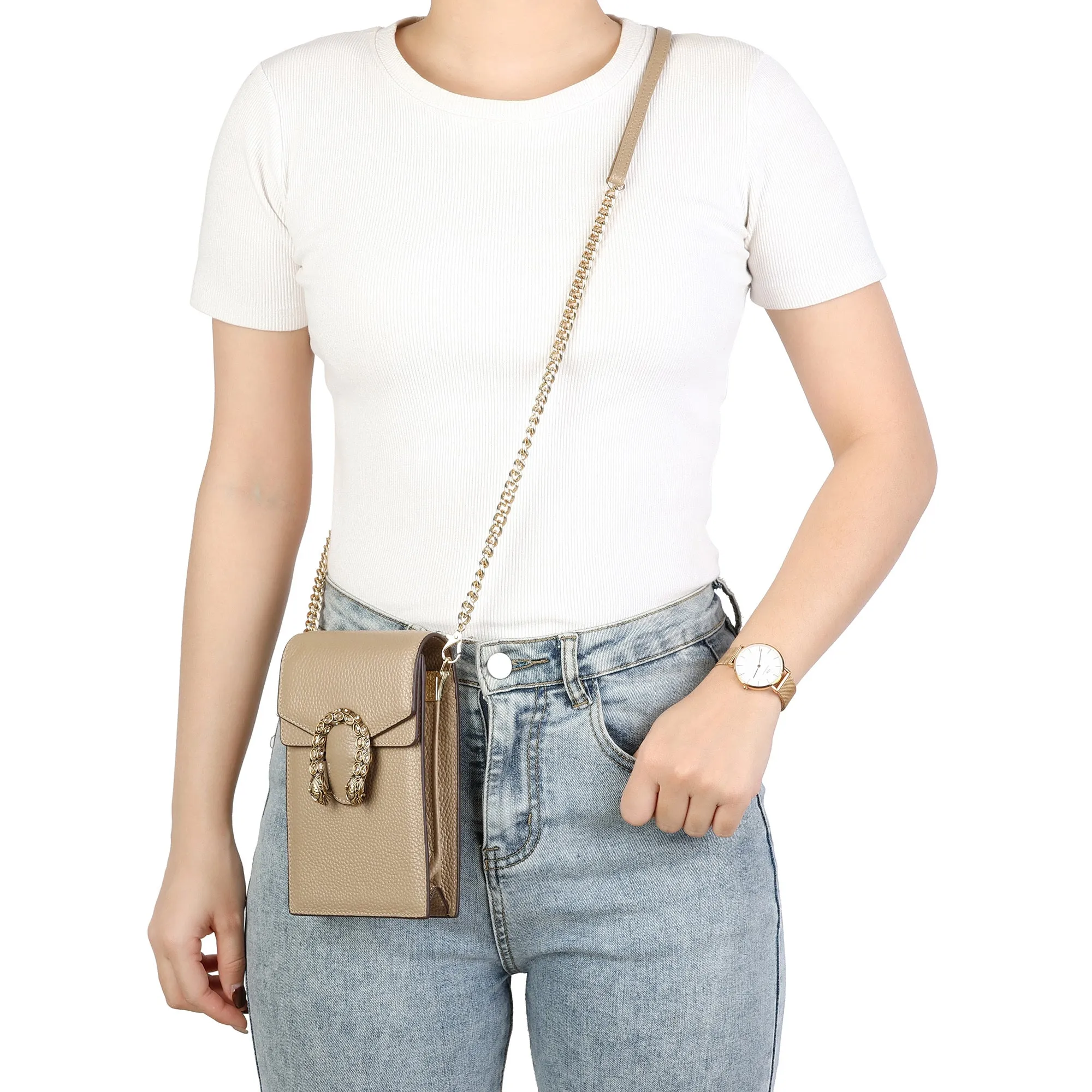 Tiffany & Fred Full-Grain Leather Crossbody/ Phone Bag