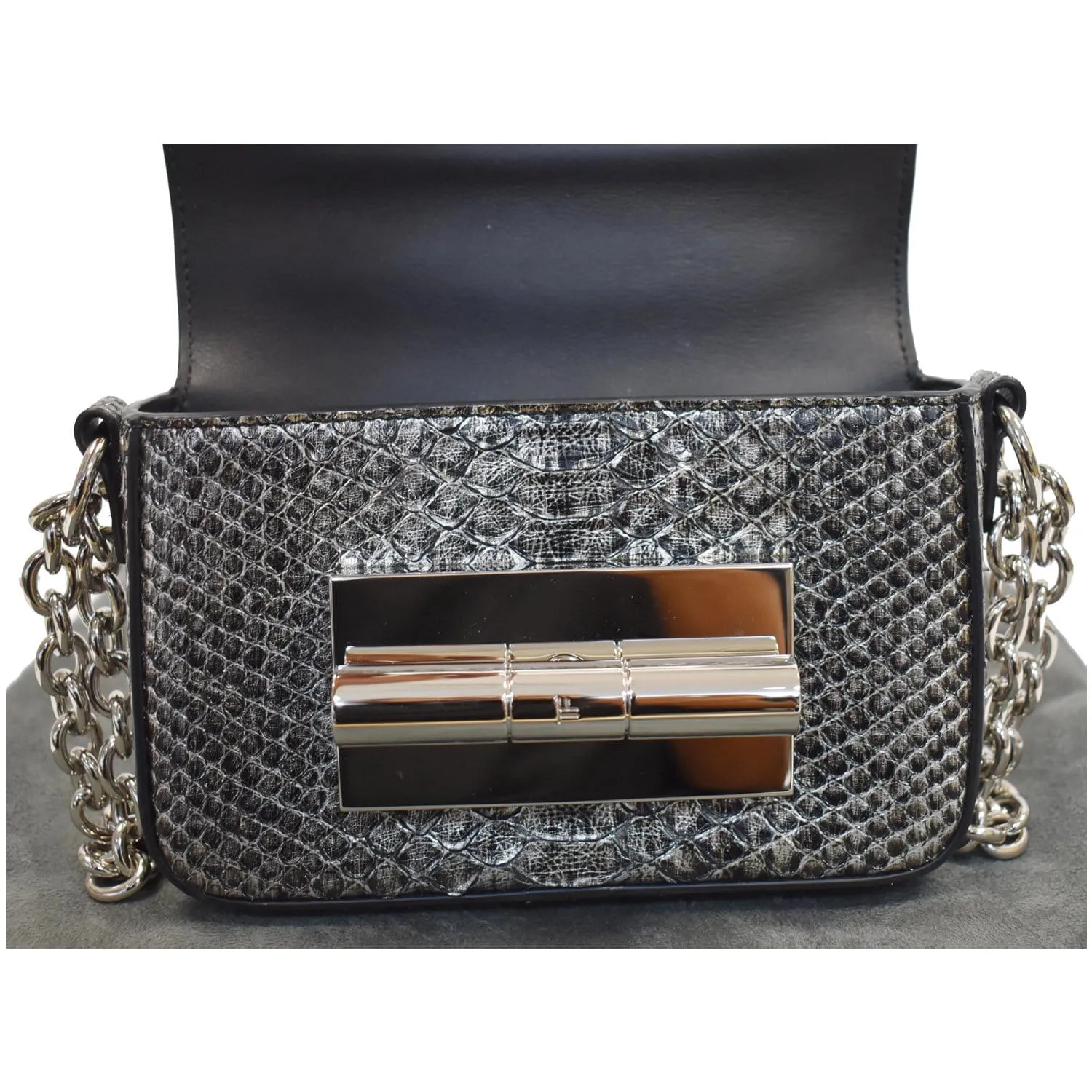 TOM FORD Natalia Small Chain Turnlock Shoulder Bag Silver - 15% OFF