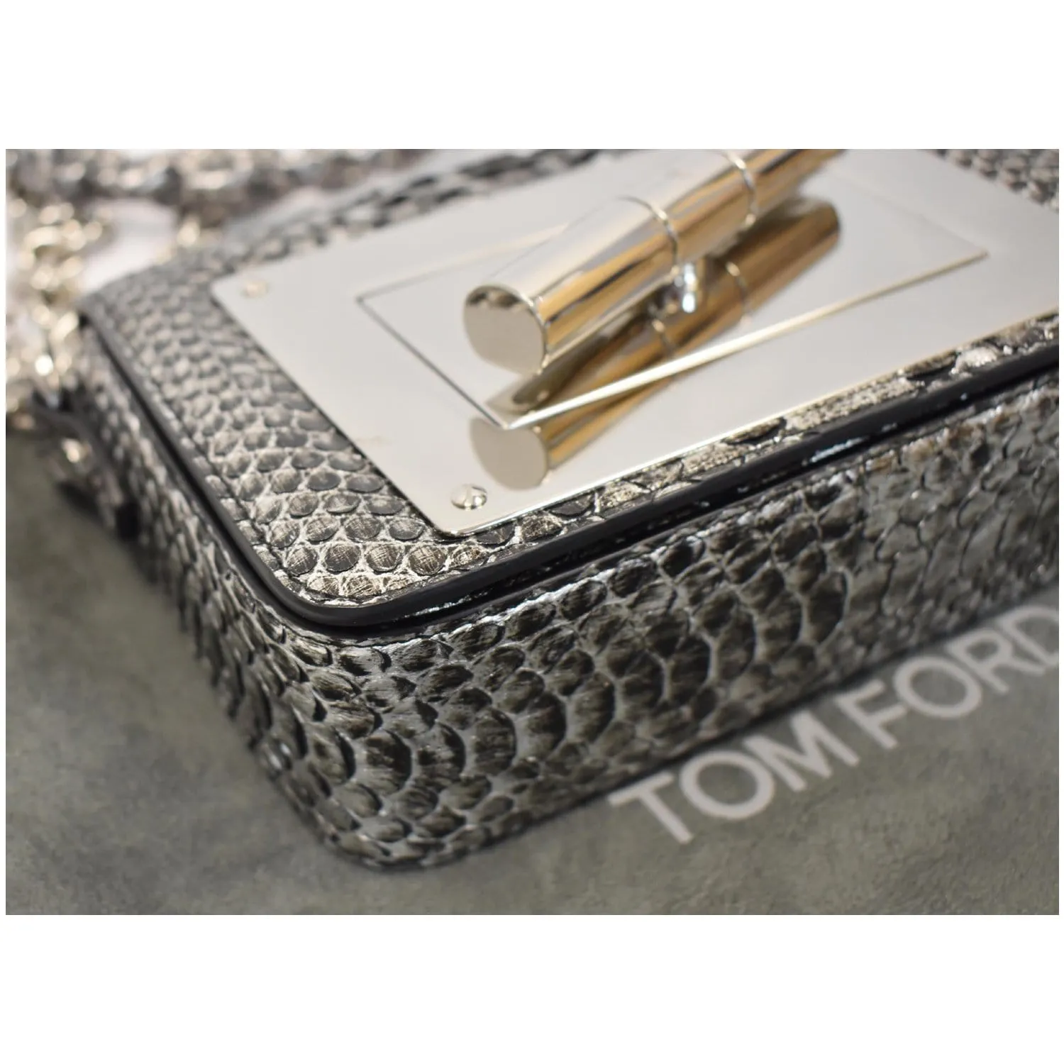 TOM FORD Natalia Small Chain Turnlock Shoulder Bag Silver - 15% OFF