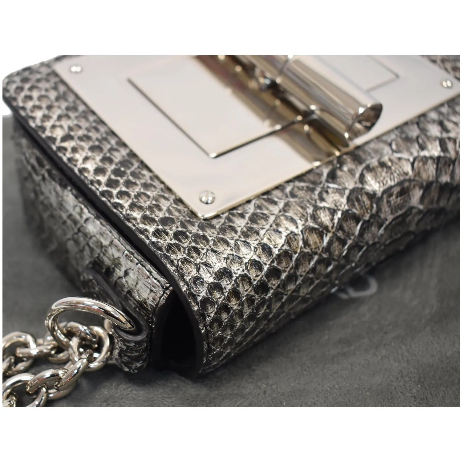 TOM FORD Natalia Small Chain Turnlock Shoulder Bag Silver - 15% OFF