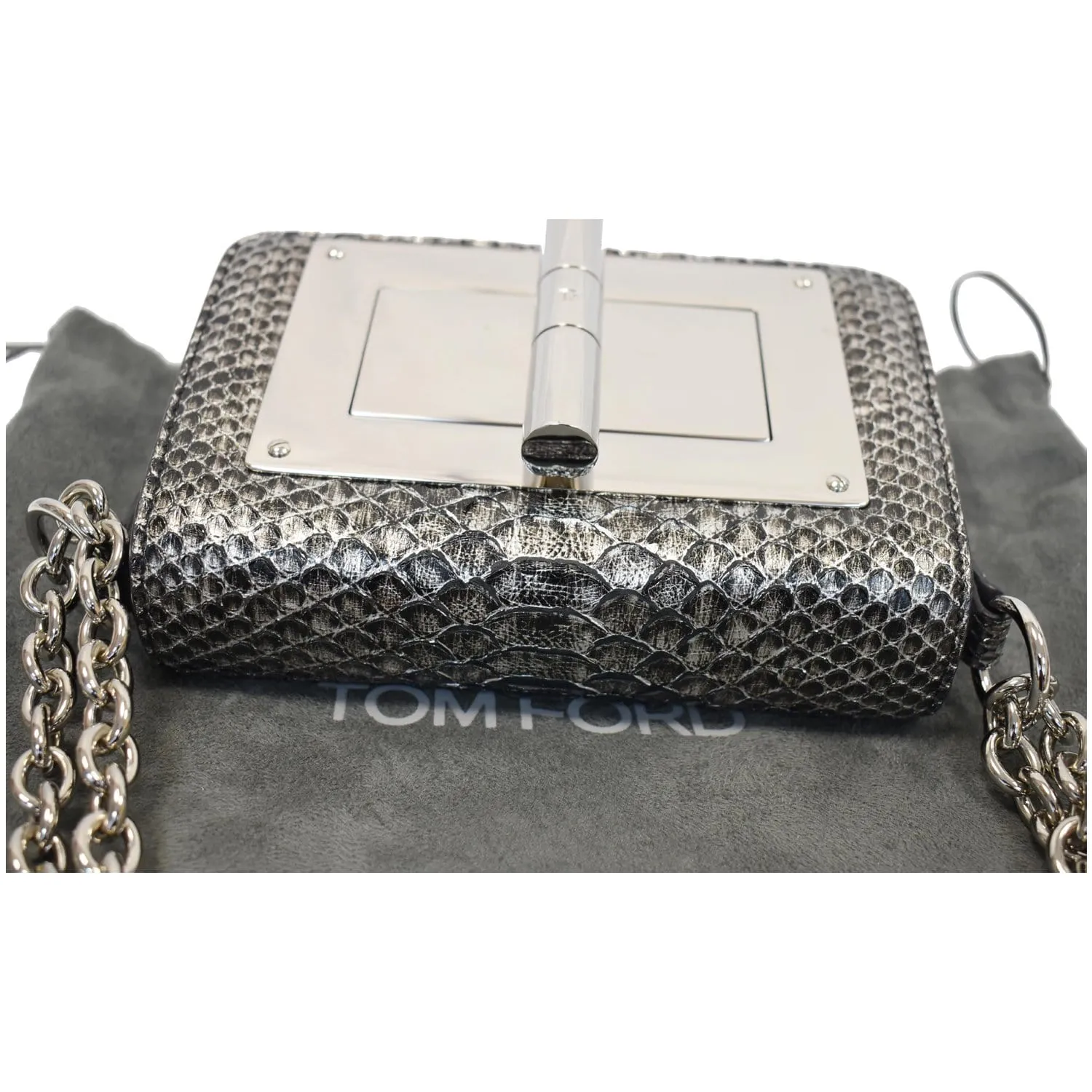 TOM FORD Natalia Small Chain Turnlock Shoulder Bag Silver - 15% OFF