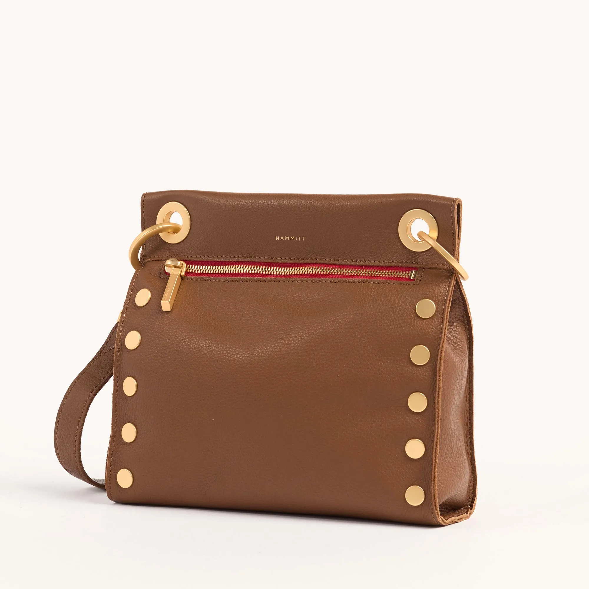 Tony | Mahogany Pebble/Brushed Gold Red Zip | Med