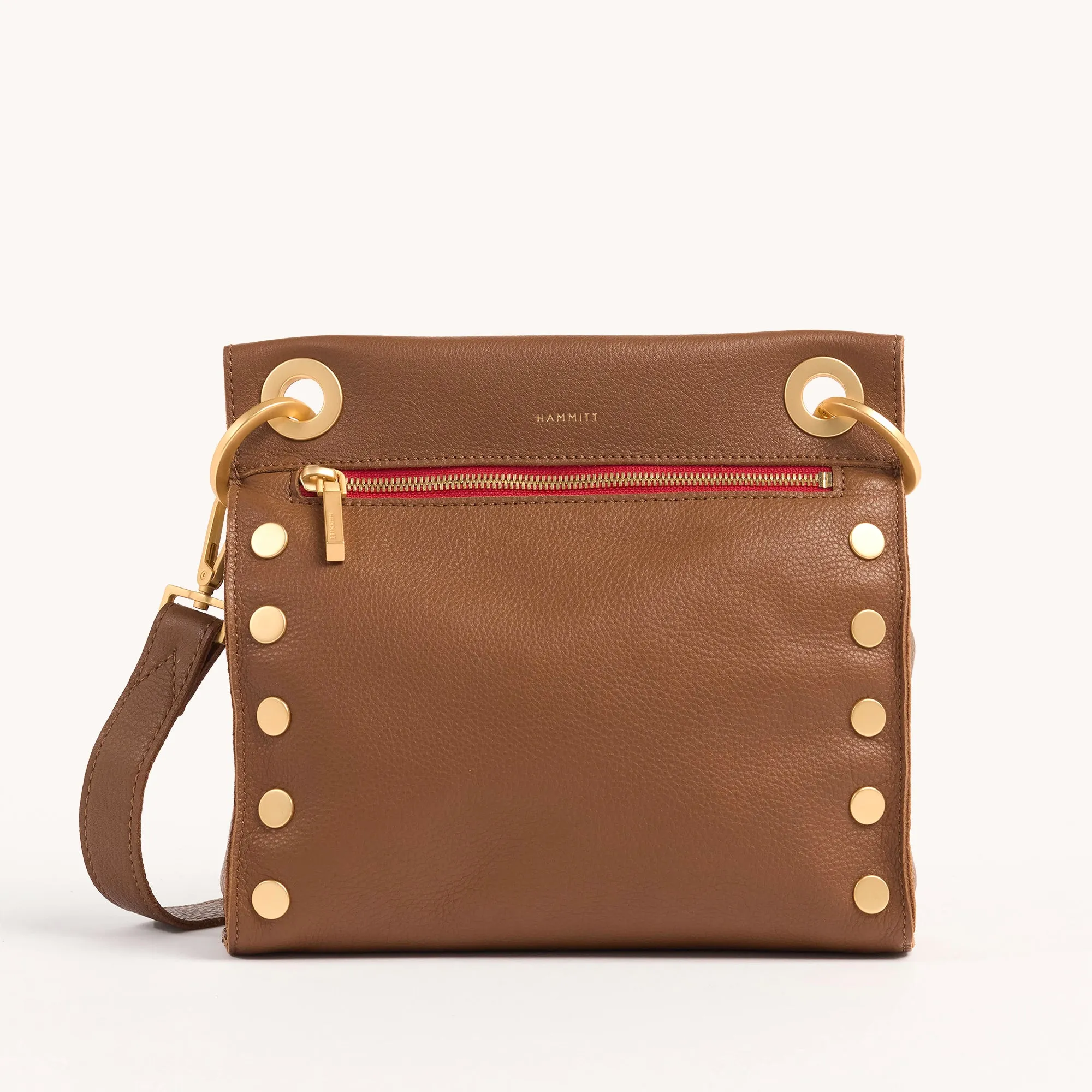 Tony | Mahogany Pebble/Brushed Gold Red Zip | Med