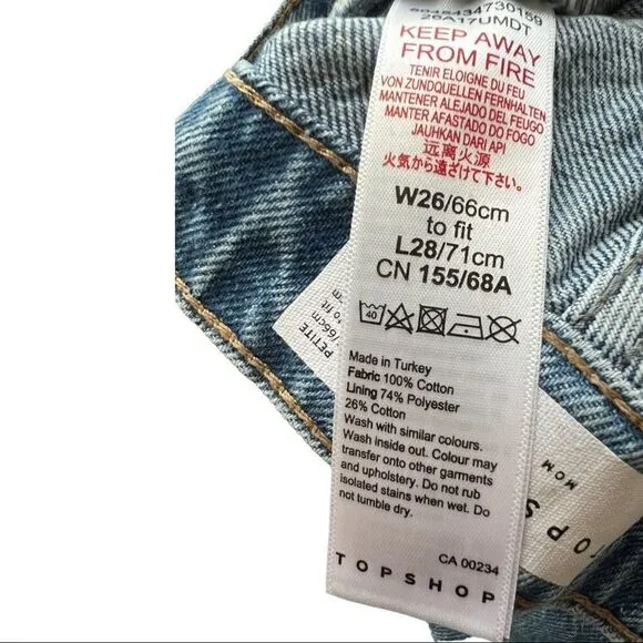 Topshop Double Ripped Jeans in Mid Blue Petite