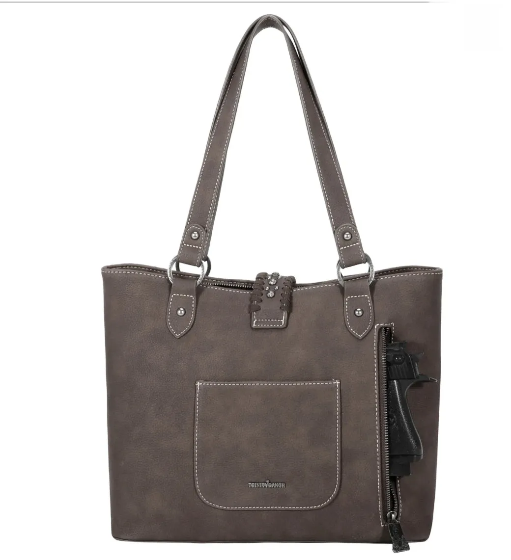 TR136G-8317 Trinity Ranch Hair On Cowhide Collection Concealed Carry Tote-Coffee