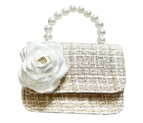 Tweed Peony City Bag - Ivory