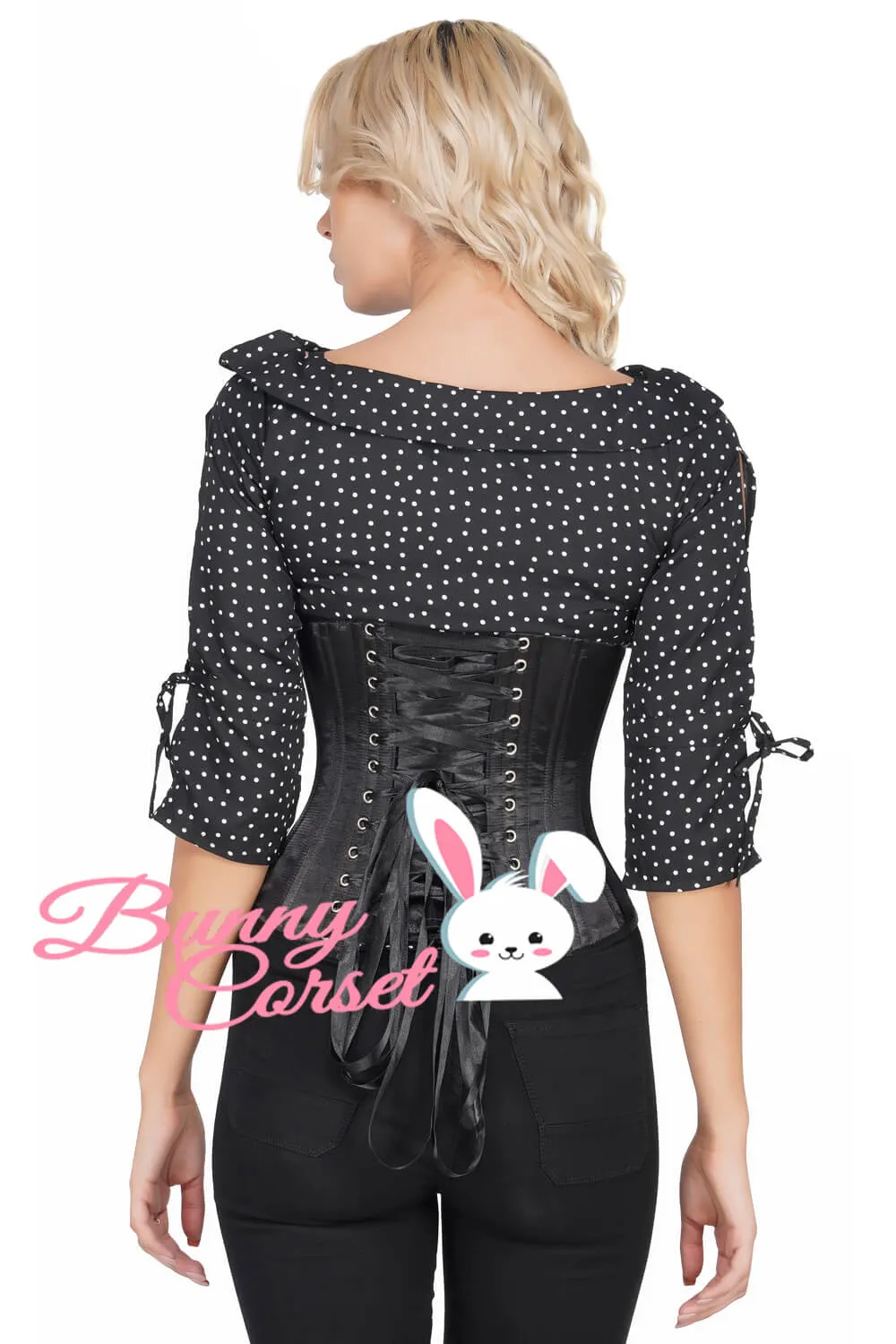 Underbust Black Satin Waist Trainer Corset