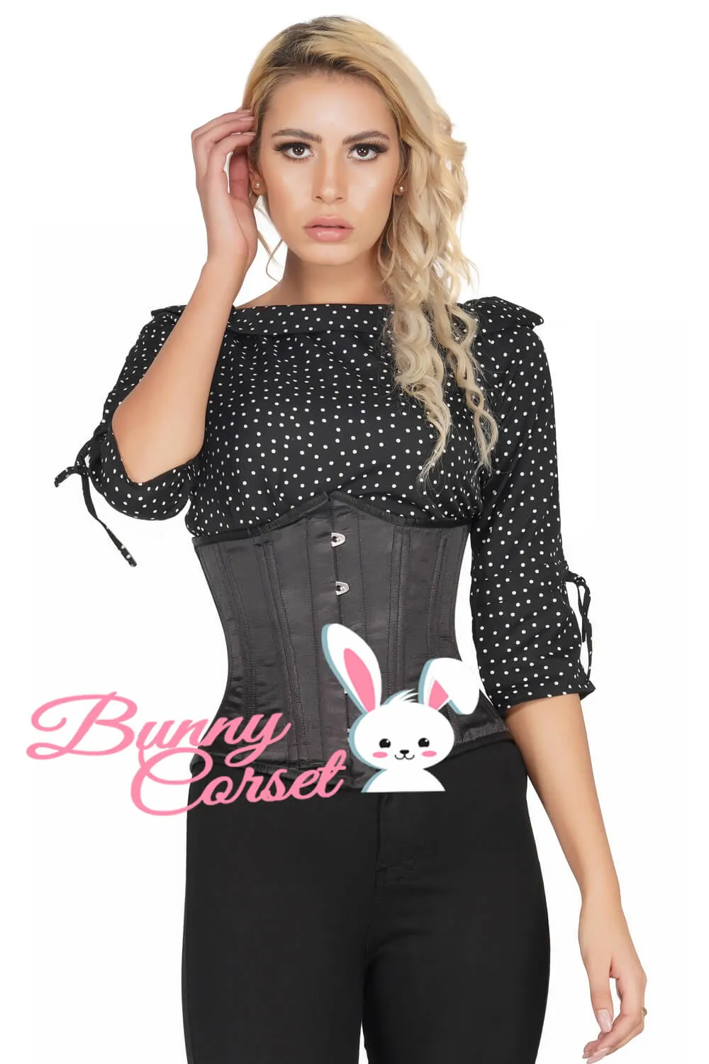 Underbust Black Satin Waist Trainer Corset