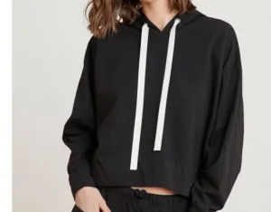VELVET BY GRAHAM AND SPENCER Black Pandora Structured Cotton Hoodie Size S