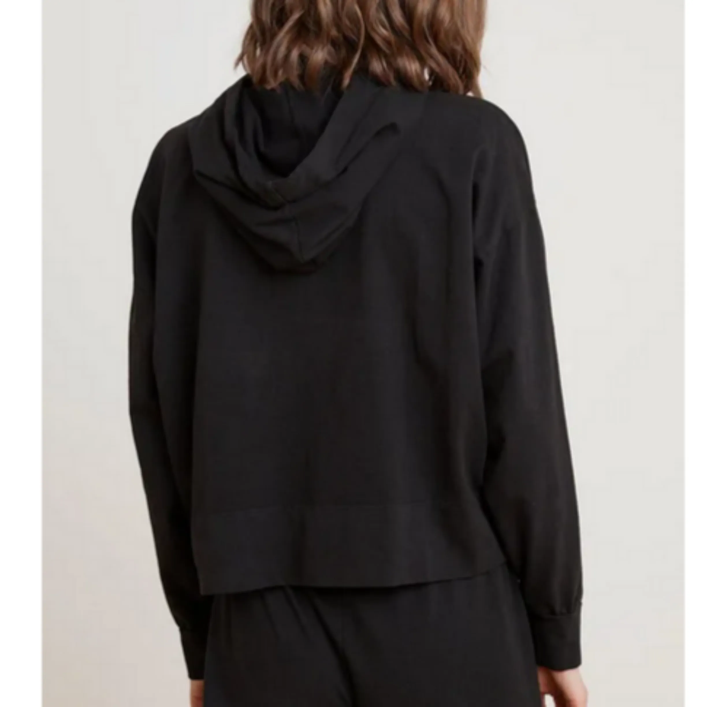 VELVET BY GRAHAM AND SPENCER Black Pandora Structured Cotton Hoodie Size S