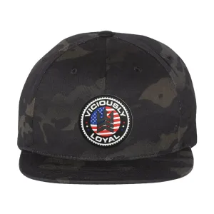 VL Patriot PVC Flag Patch Flat Bill Hat - MULTICAM BLACK