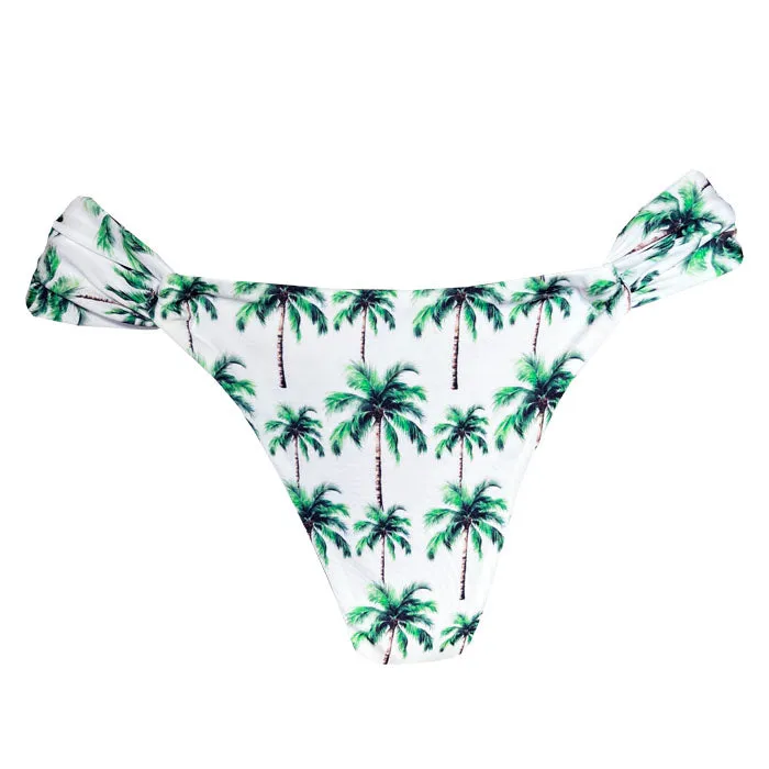 White Coconut Trees Brazilian Classic Side Scrunch Bikini Bottom