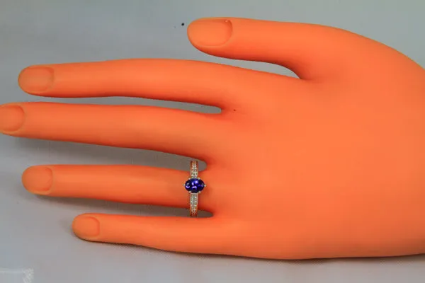 White Gold Tanzanite Ring With A .97 Carat Tanzanite With Exceptional Color