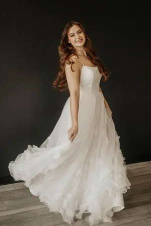 White tulle long prom dress white tulle formal dress