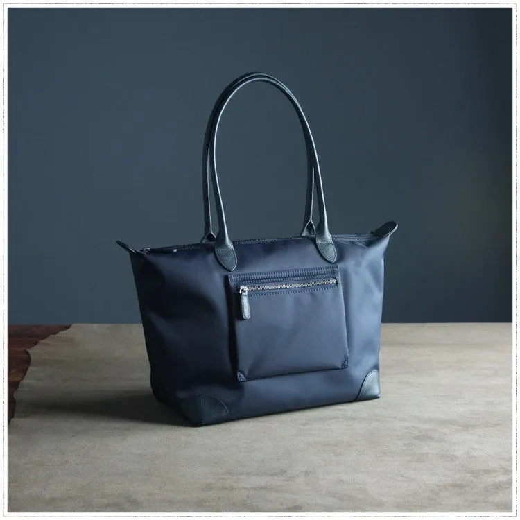 Womens Light Gray Nylon Shoulder Tote Small Light Gray Nylon Handbag Purse for Ladies