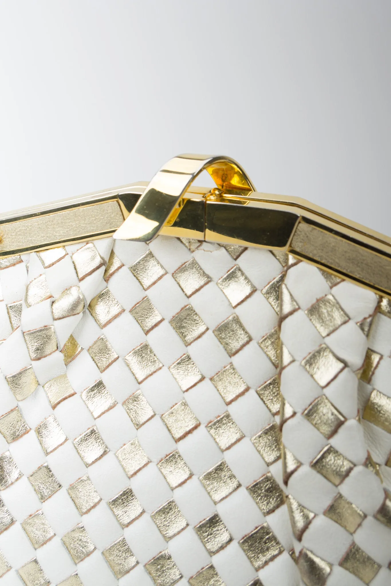 Woven Leather Lamé Bag