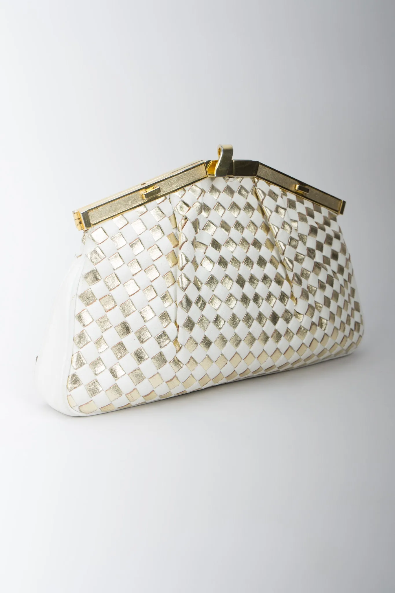 Woven Leather Lamé Bag