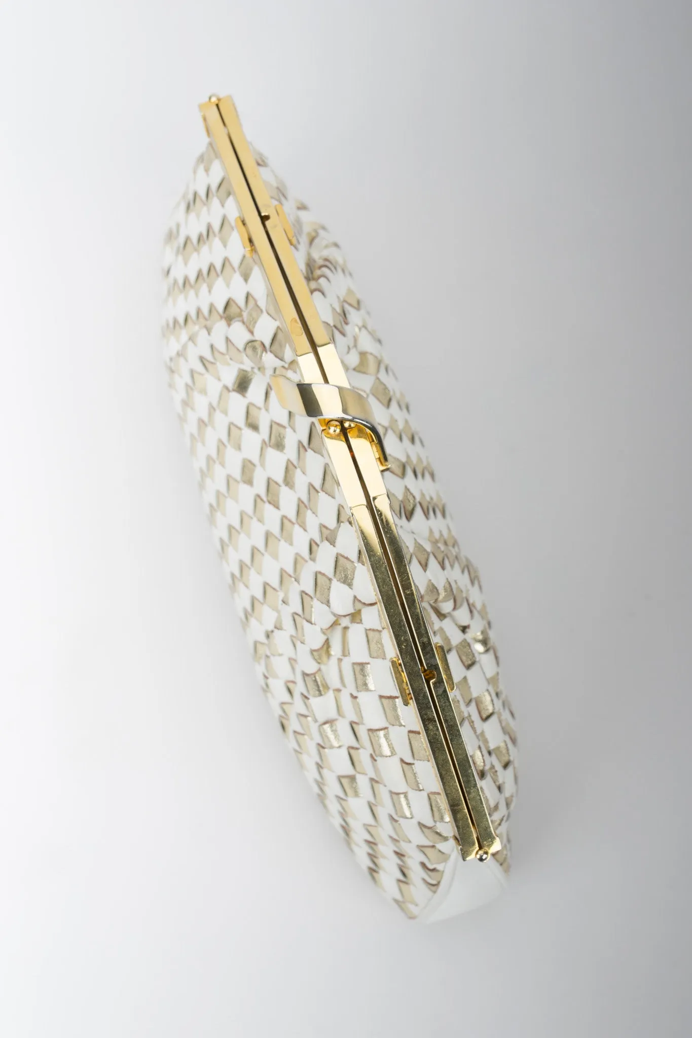 Woven Leather Lamé Bag