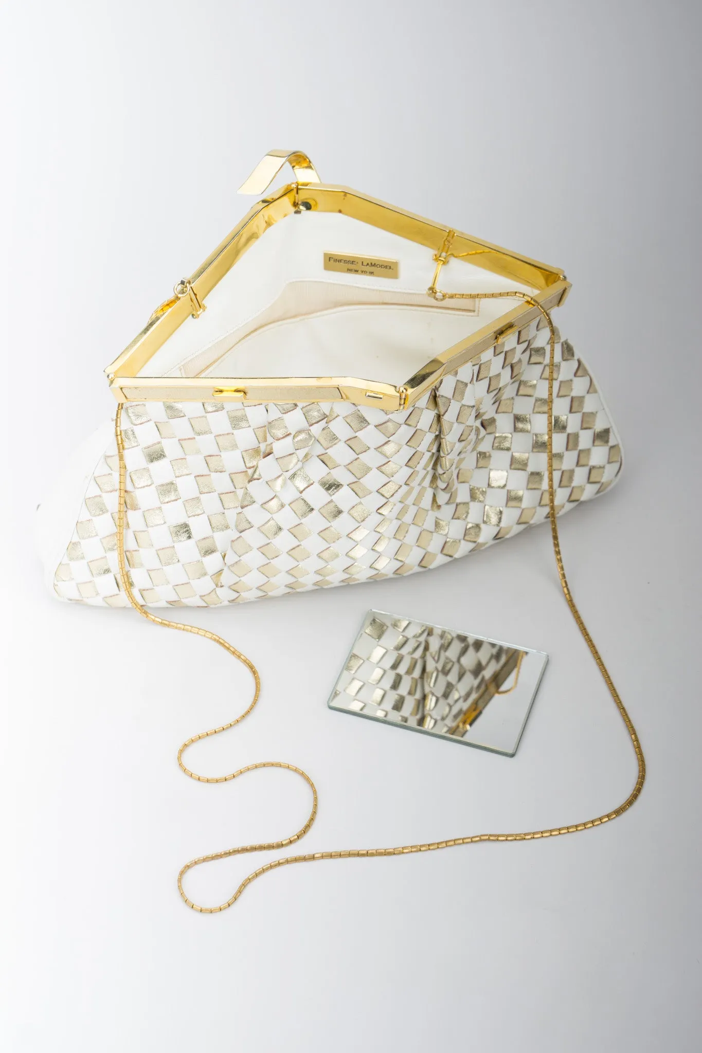 Woven Leather Lamé Bag
