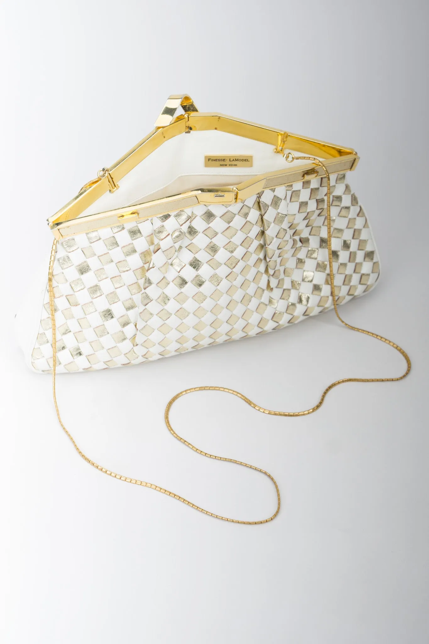 Woven Leather Lamé Bag