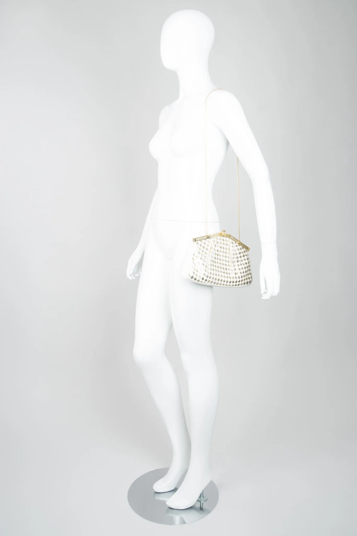 Woven Leather Lamé Bag