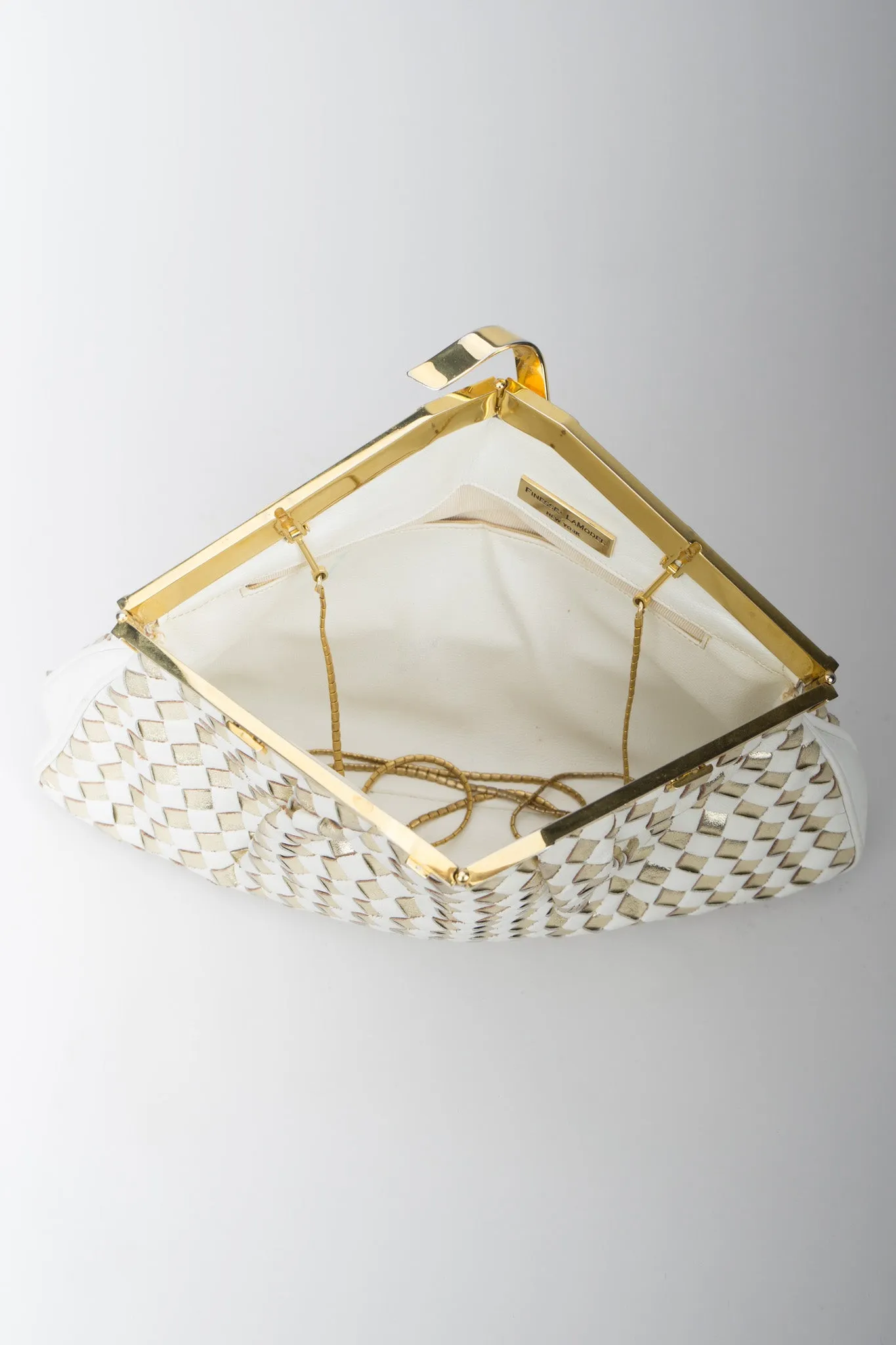 Woven Leather Lamé Bag