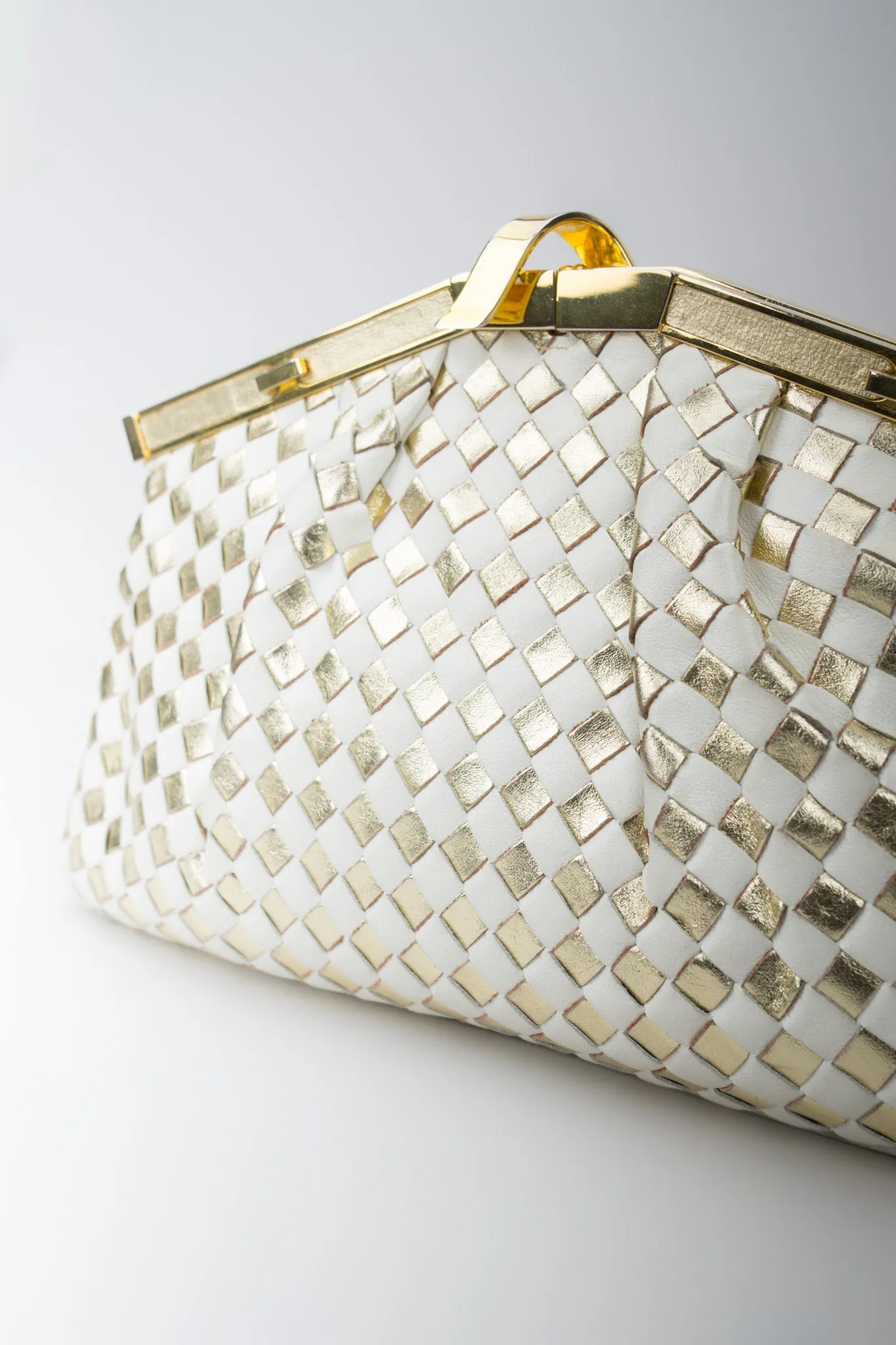 Woven Leather Lamé Bag