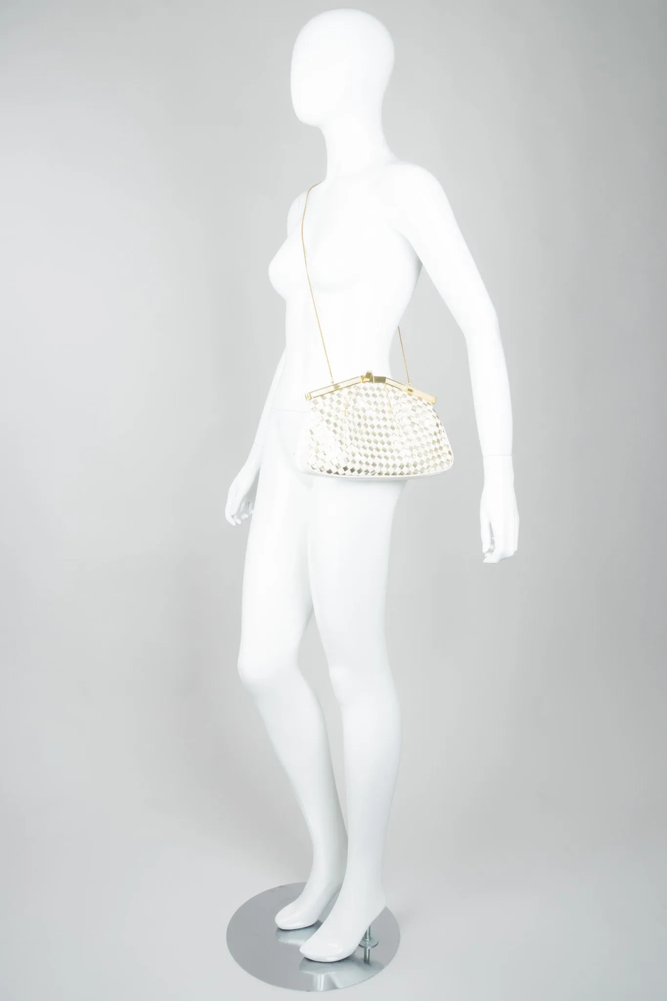 Woven Leather Lamé Bag