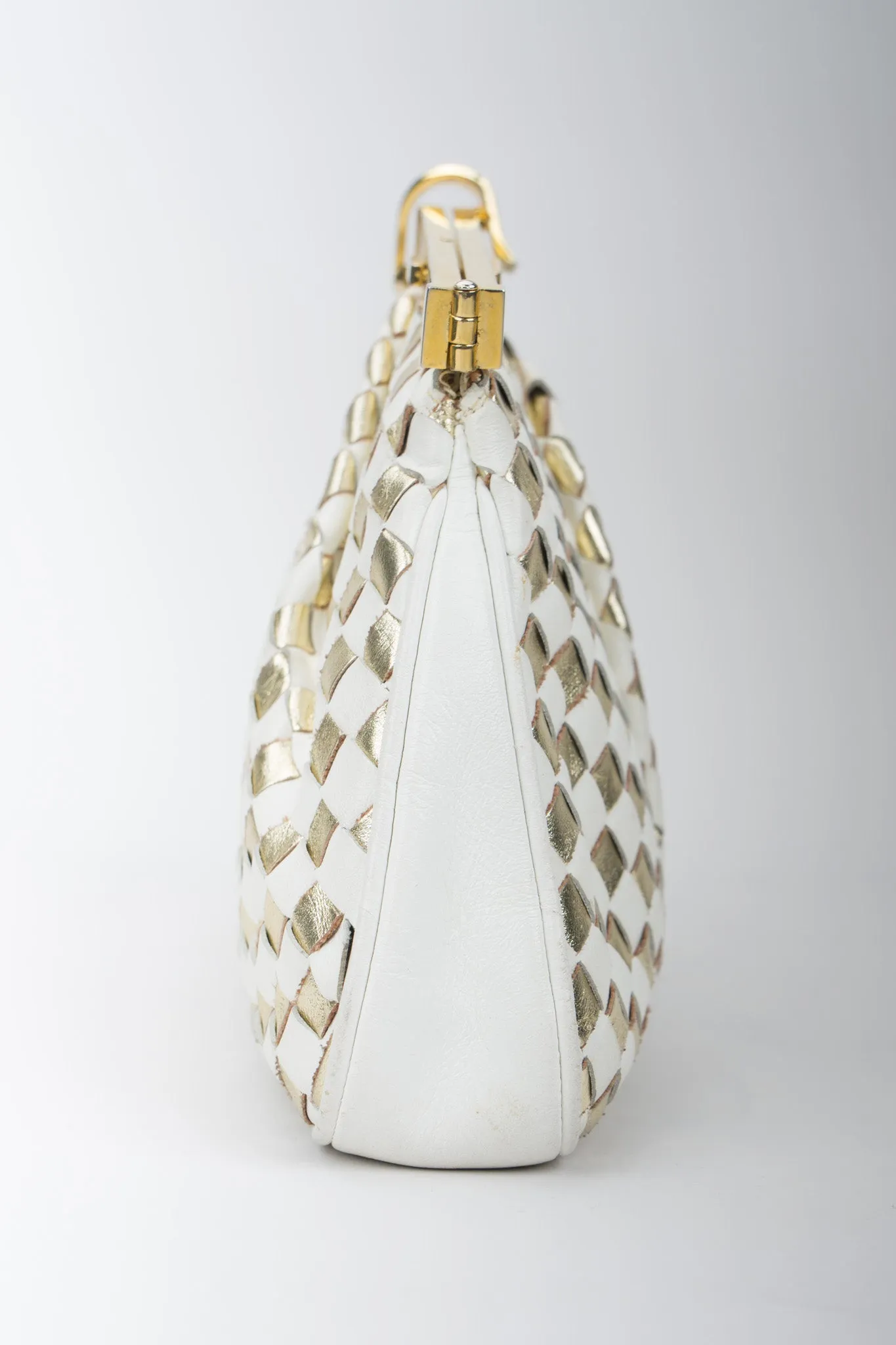 Woven Leather Lamé Bag