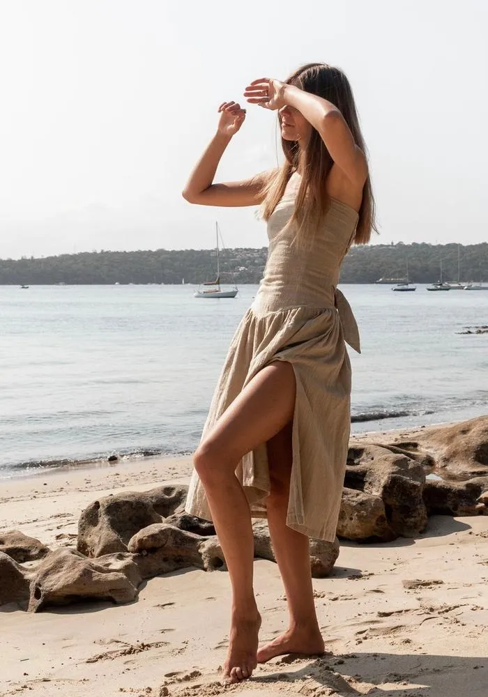 WS Goddess Strapless Dress - Almond