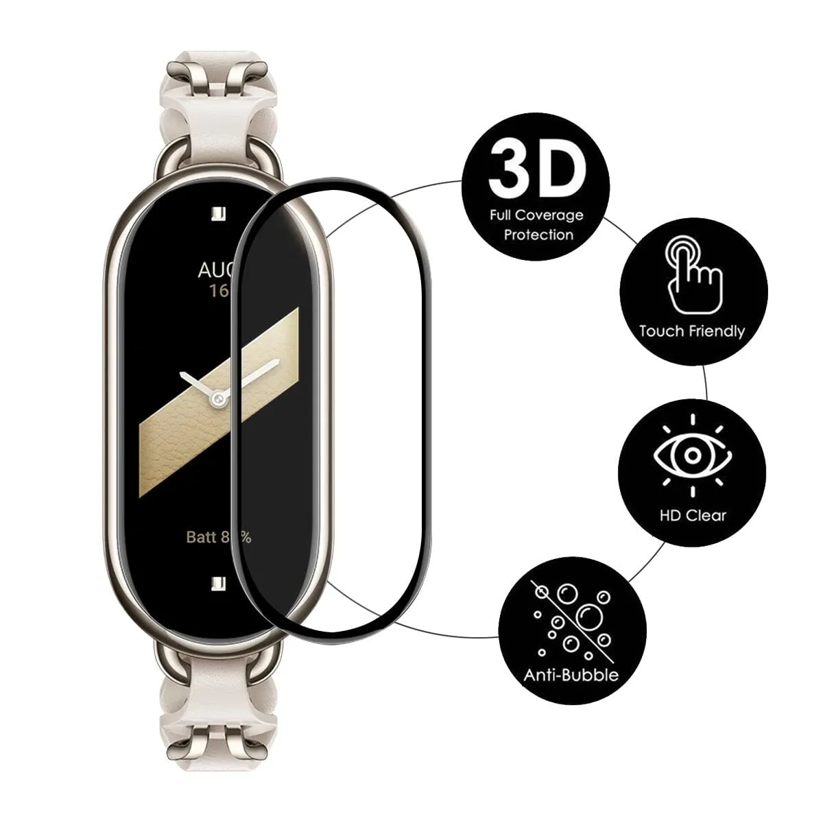 Xiaomi Smart Band 9 3D Full Coverage Soft PC Edge   PMMA HD Screen Protector Film  with Positioning Case