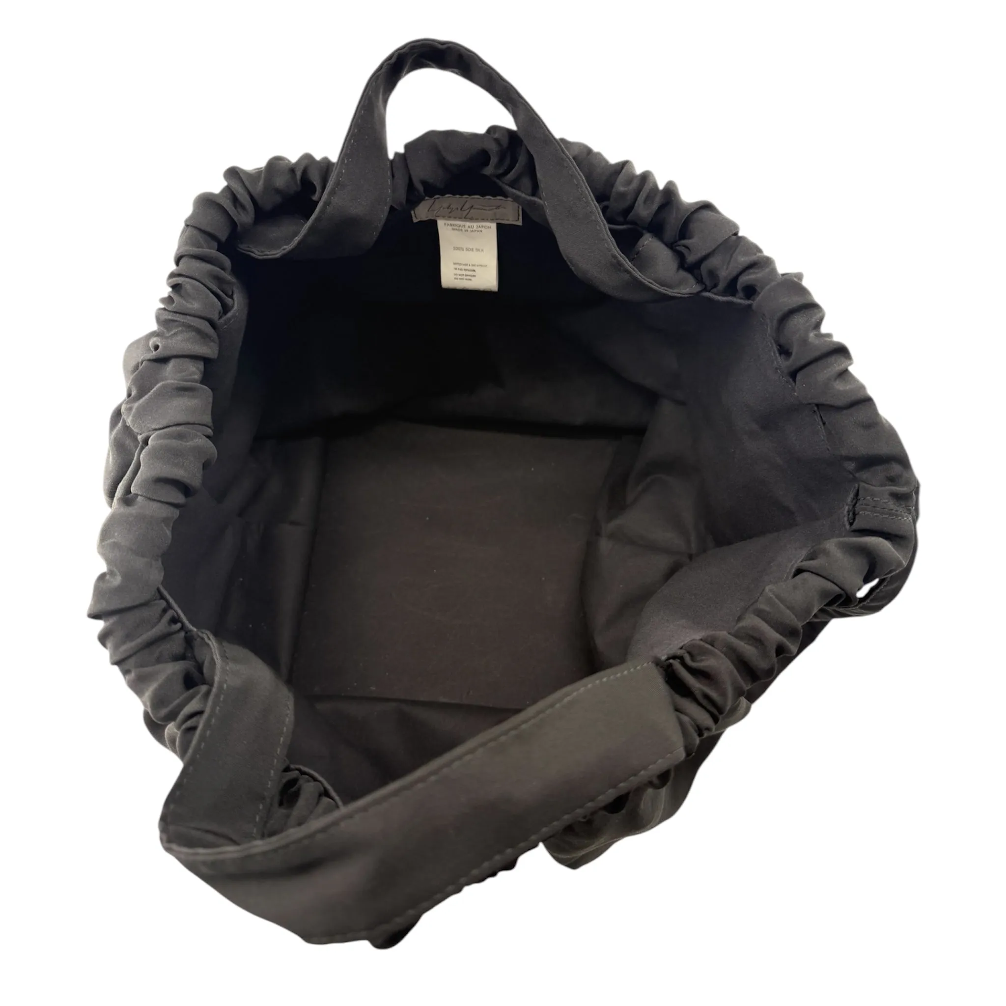 Yohji Yamamoto 1980's Rare Black Silk Oversized Furoshiki Drawstring Bag, New in Box