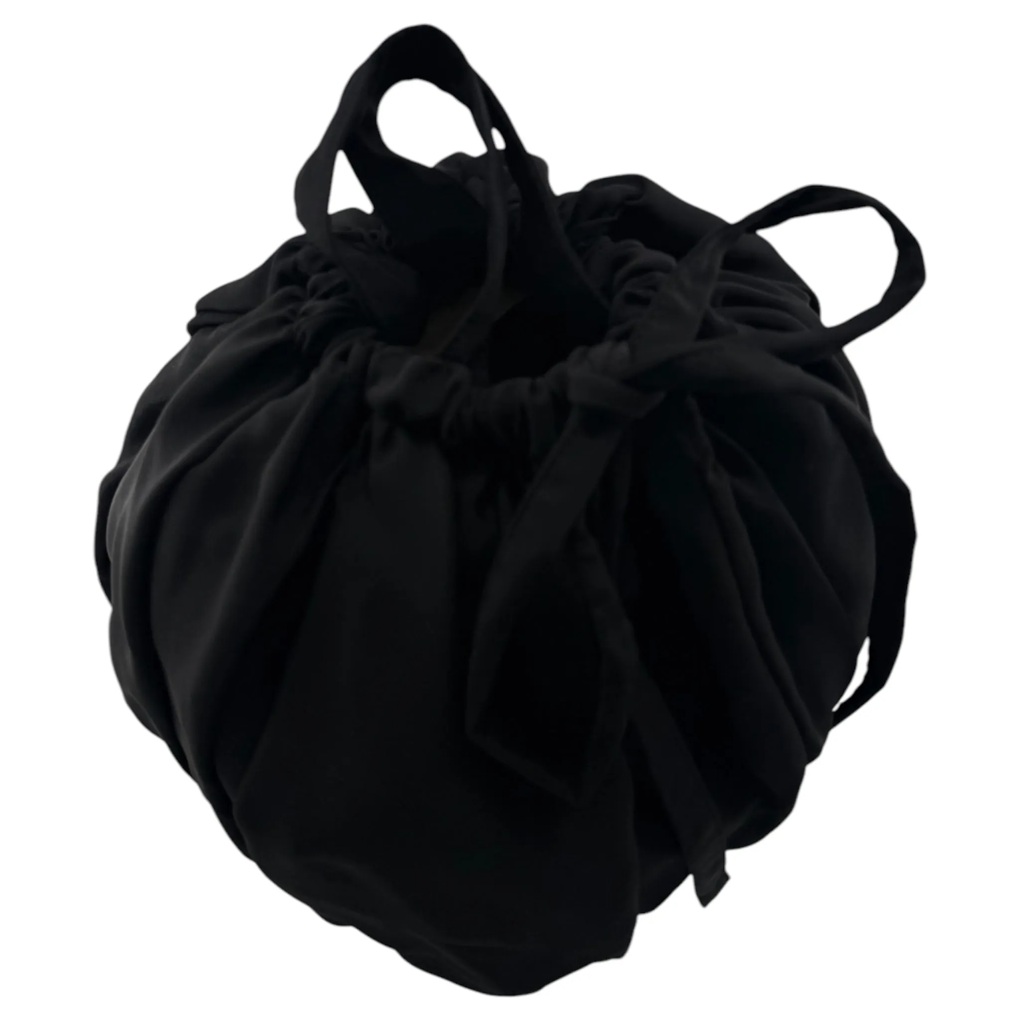 Yohji Yamamoto 1980's Rare Black Silk Oversized Furoshiki Drawstring Bag, New in Box