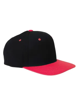 Yupoong 6-Panel Structured Flat Visor Cap | Black/ Red