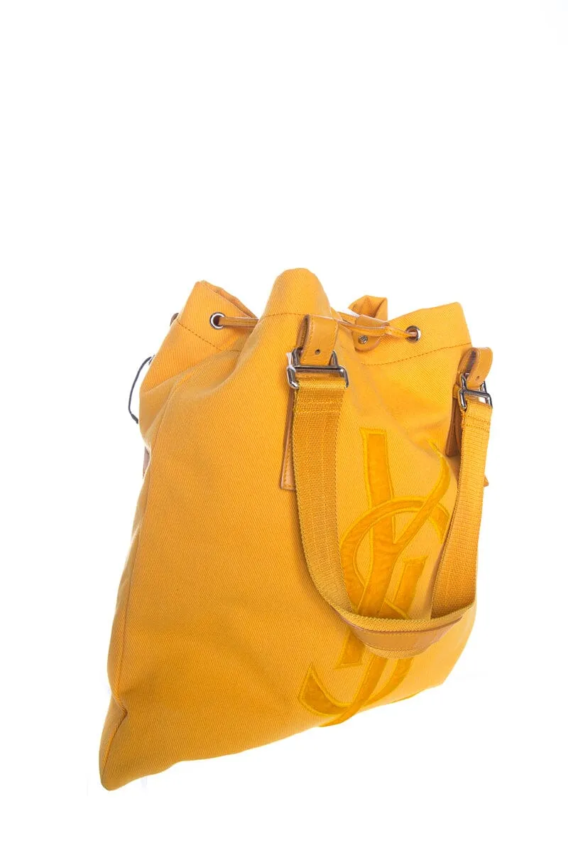 Yves Saint Laurent Mustard Kahala Canvas Bucket Tote