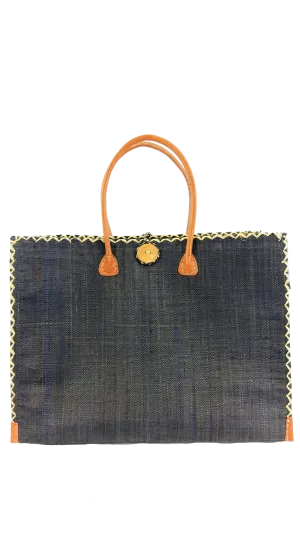Zafran Solid Colors Large Straw Beach Bag with Plastic Liner